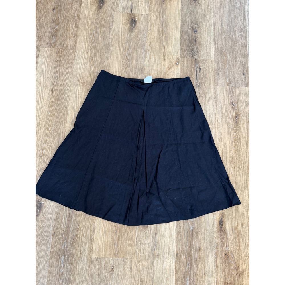 Pink Sky Black Linen Rayon Blend A-Line Midi Skirt Size 14‎ Made in Canada 01960